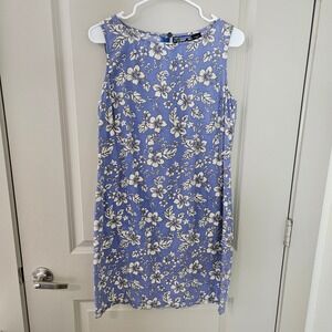 Patagonia Pataloha Womens 10 Blue Floral Cotton Sleeveless Shift Dress Tropical